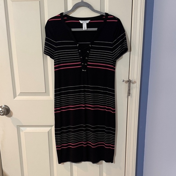 White House Black Market Dresses & Skirts - White House Black Market Black and Pink Striped Mini Dress